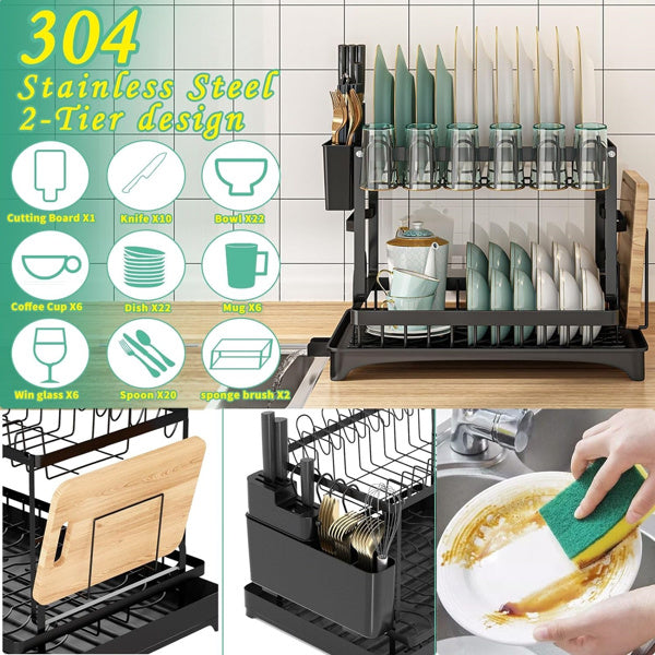 2nd Floor Large Kitchen Counter With Utensil Drying Rack, Equipped With Drainage Board, Prohibited From Sale On Temu Platform, Not Shipped On Weekends ShopWithASmile7.com