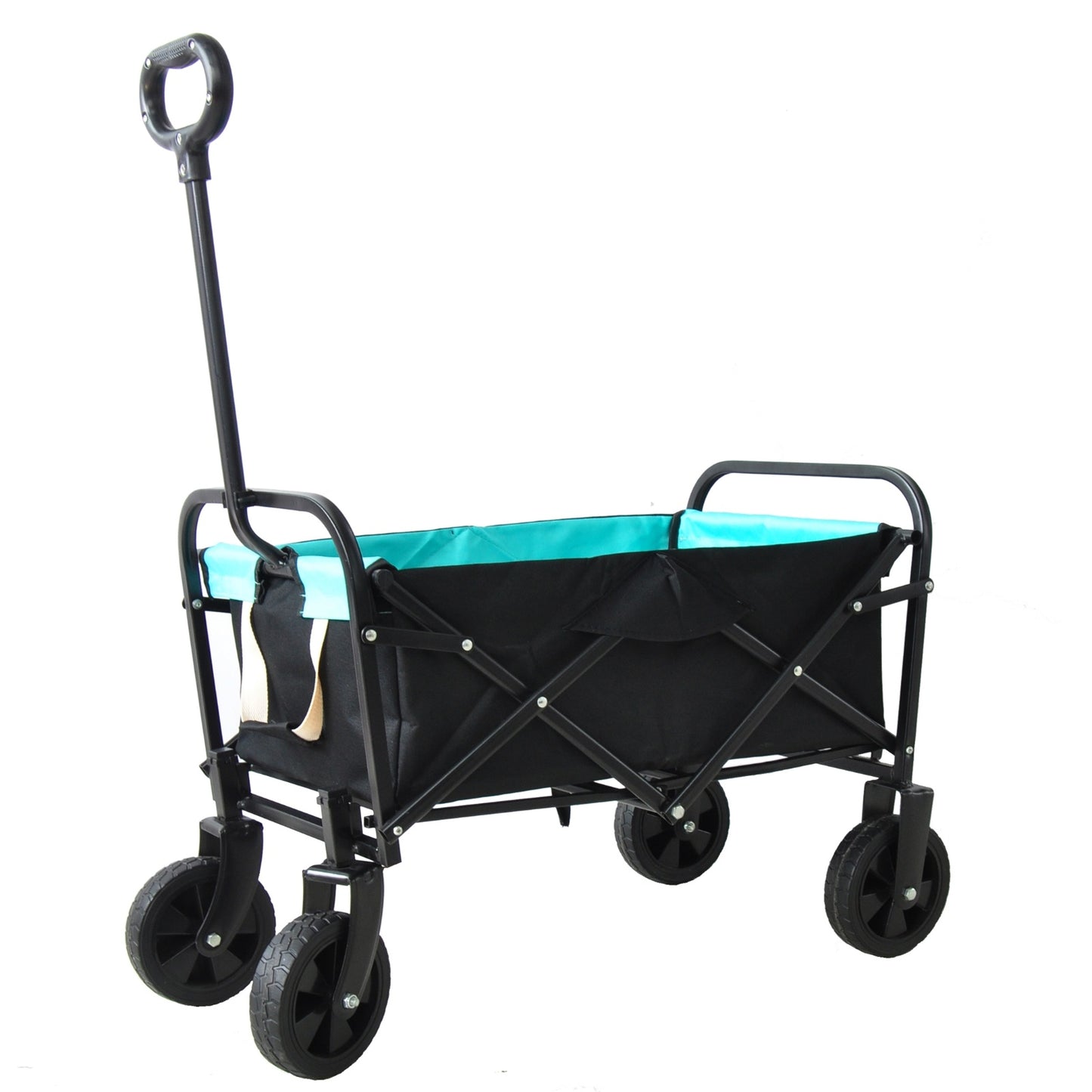 Folding Wagon Garden Shopping Beach Cart Black Blue
