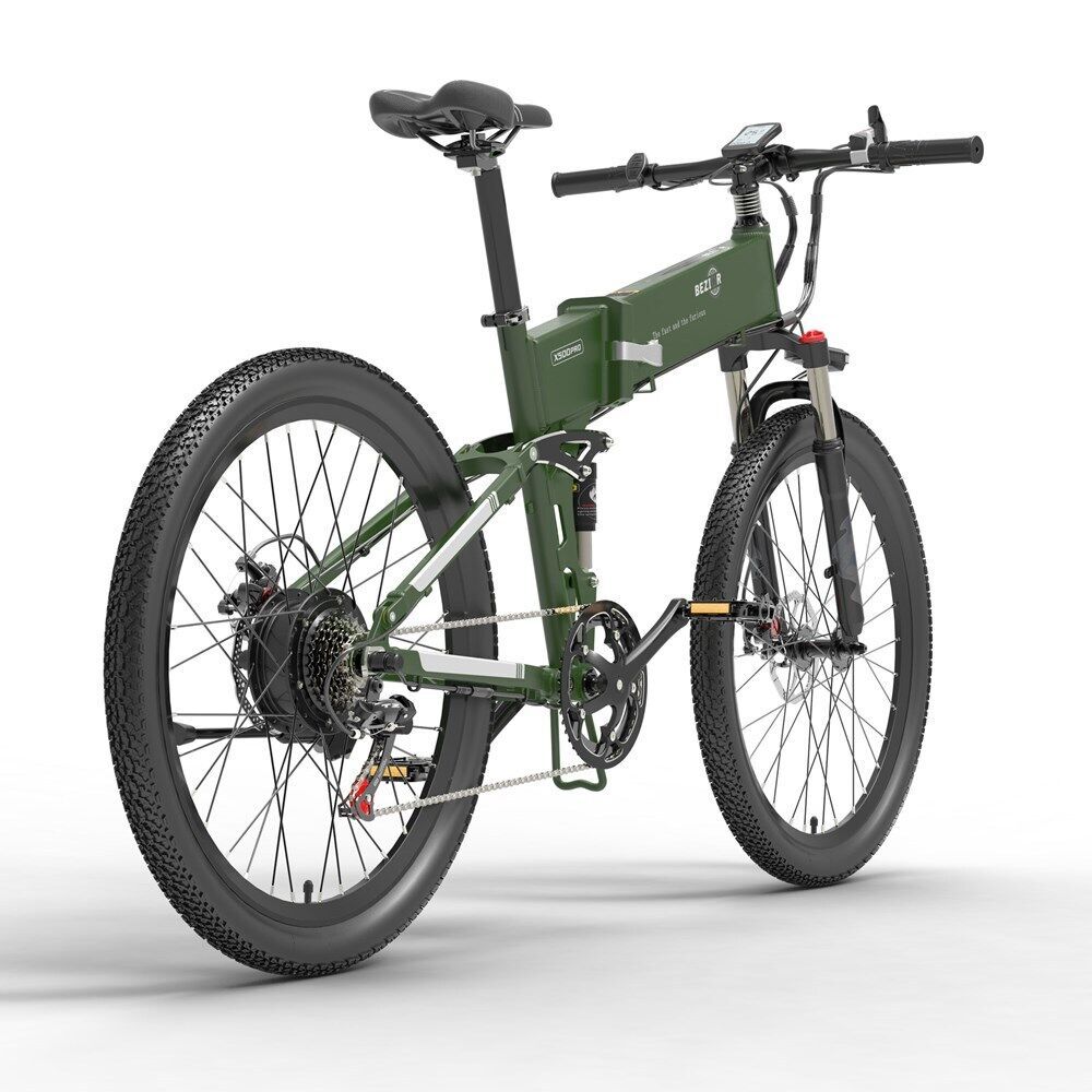 BEZIOR X500PRO Folding Electric Bike – 500W Motor, 48V 10.4Ah Battery, 26” Mountain E-Bike for Adults