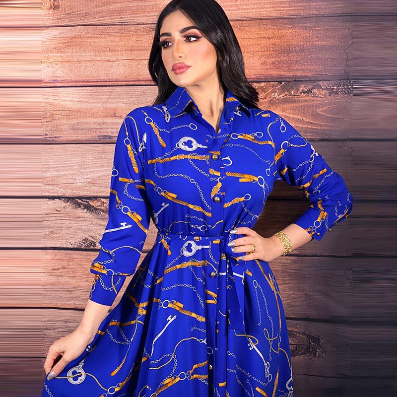 Women's Clothing Southeast Asia Indonesia Retro Print Swing Skirt
