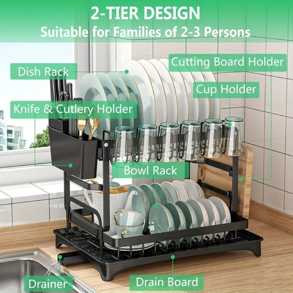 2nd Floor Large Kitchen Counter With Utensil Drying Rack, Equipped With Drainage Board, Prohibited From Sale On Temu Platform, Not Shipped On Weekends ShopWithASmile7.com