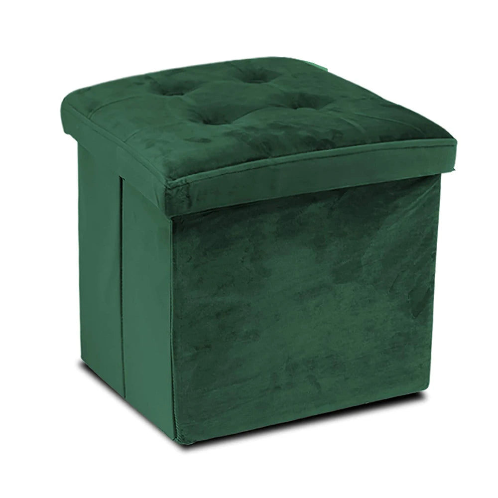 Greatoyar Puff Folding Storage Stool, Ottoman Bench Seat, Small Folding Tables, Toy Storage Box, Auxiliary Furniture, Bedroom Low Table, Velvet, 38X38X38 Cm, Blue/Gray/Black/Pink