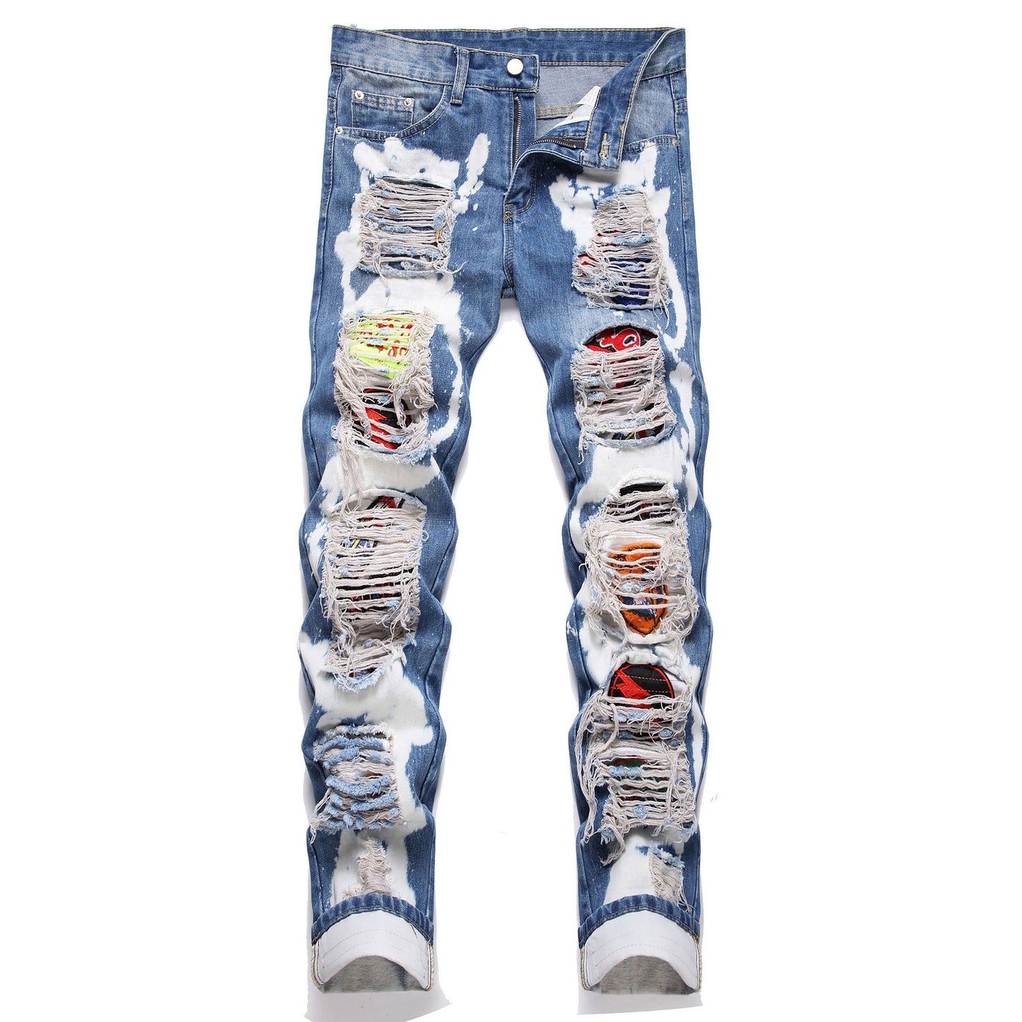 Jeans Men's Style Fashion Ripped Patch ShopWithASmile.com