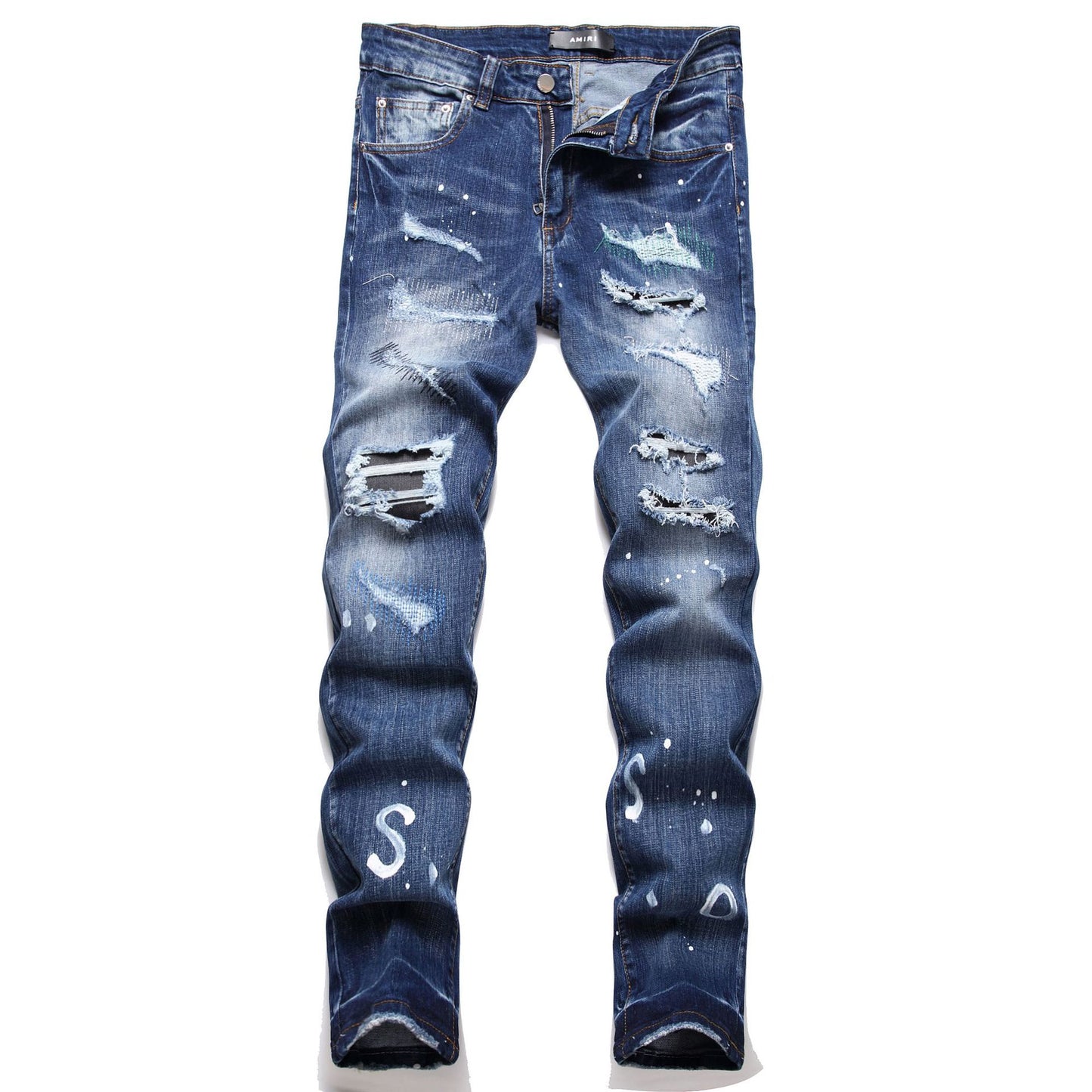 Jeans Men's Style Fashion Ripped Patch ShopWithASmile.com