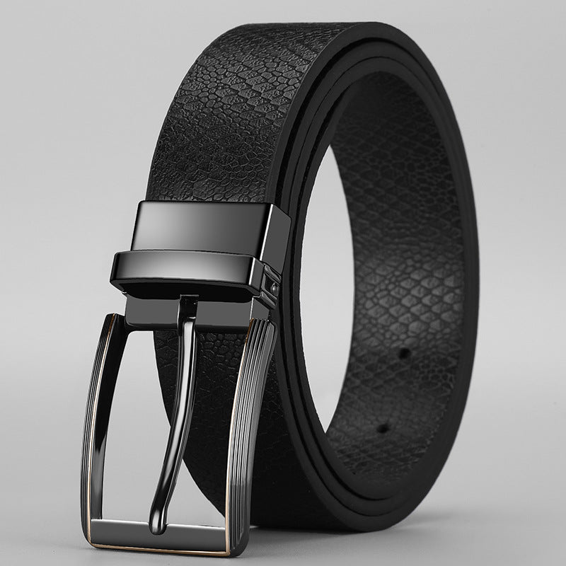 Advanced Texture Boys Trend Belt Rotatable Pin Buckle Two-color Double-sided Available ShopWithASmile7.com