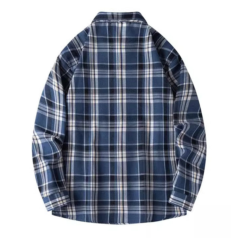 Retro Plaid Shirt Lapel Men's Long-sleeved Jacket ShopWithASmile7.com