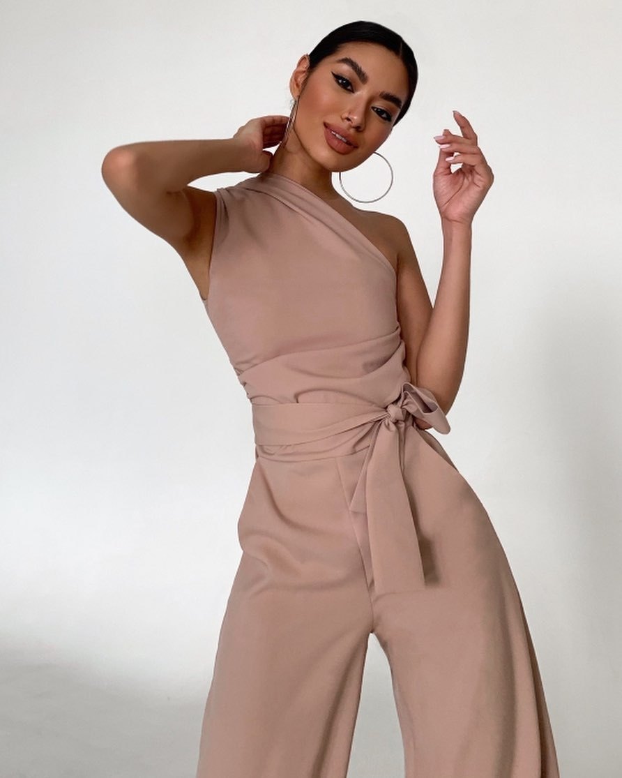 Fashion Single-room Lace Up Straight Jumpsuit For Women ShopWithASmile7.com