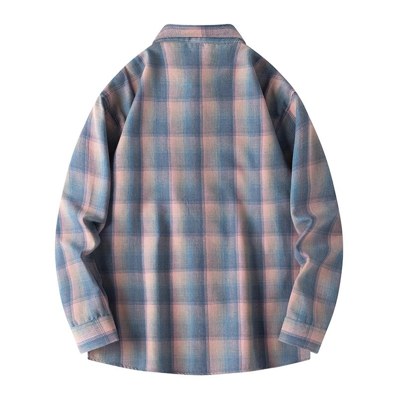 Retro Plaid Shirt Lapel Men's Long-sleeved Jacket ShopWithASmile7.com