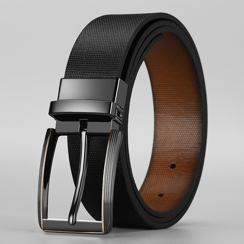 Advanced Texture Boys Trend Belt Rotatable Pin Buckle Two-color Double-sided Available ShopWithASmile7.com