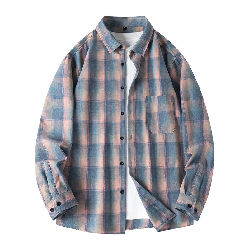 Retro Plaid Shirt Lapel Men's Long-sleeved Jacket ShopWithASmile7.com