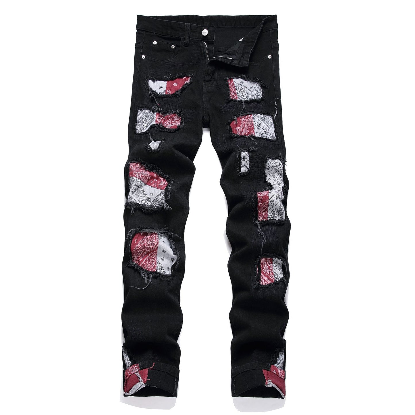 Jeans Men's Style Fashion Ripped Patch ShopWithASmile.com
