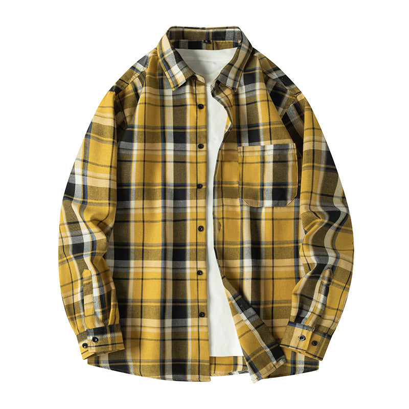 Retro Plaid Shirt Lapel Men's Long-sleeved Jacket ShopWithASmile7.com