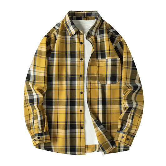Retro Plaid Shirt Lapel Men's Long-sleeved Jacket ShopWithASmile7.com