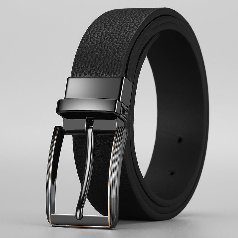 Advanced Texture Boys Trend Belt Rotatable Pin Buckle Two-color Double-sided Available ShopWithASmile7.com