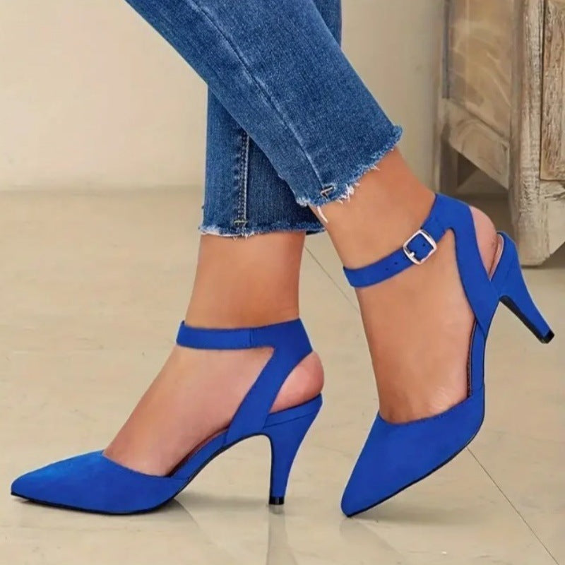 Pointed-toe Square Buckle Shoes High Heels Fashion ShopWithASmile7.com