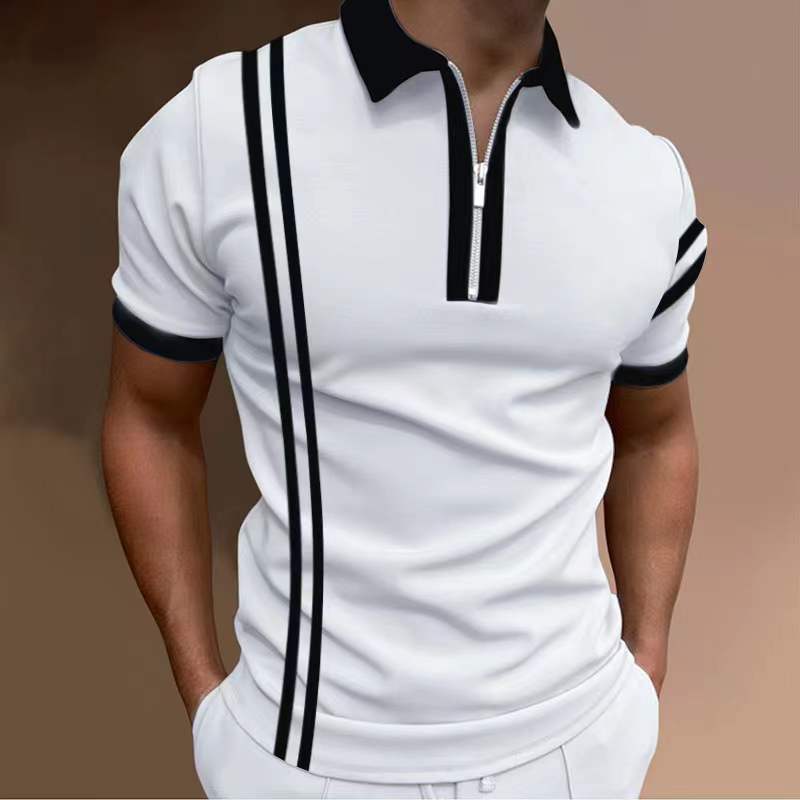 European And American New Men's Casual Short-sleeved Digital Printing Slim Pullover Men's Polo Shirt