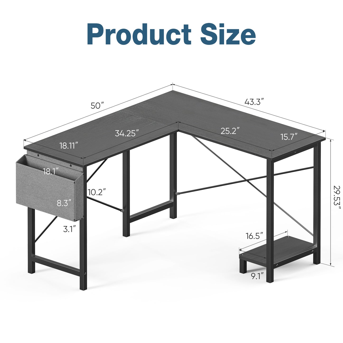 L-shaped Computer Desk ShopWithASmile7.com