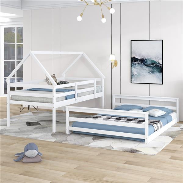 Bunk Bed With Built-in Ladder, White