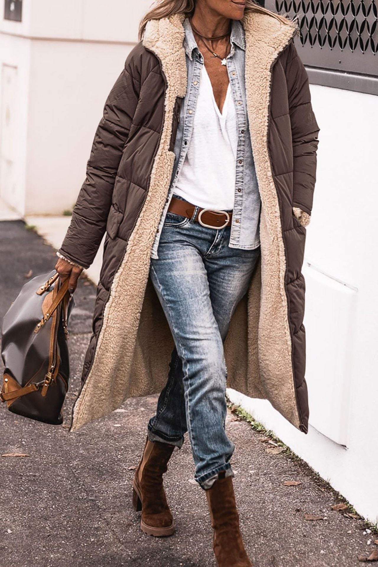 Women's Solid Color Hooded Cotton Jacket Long-sleeved Coat ShopWithASmile7.com