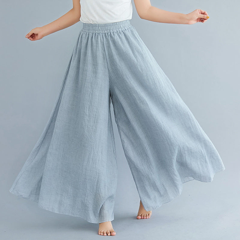 Elegant A-line Elastic Waist Big Trousers Wide Leg Culottes Trendy