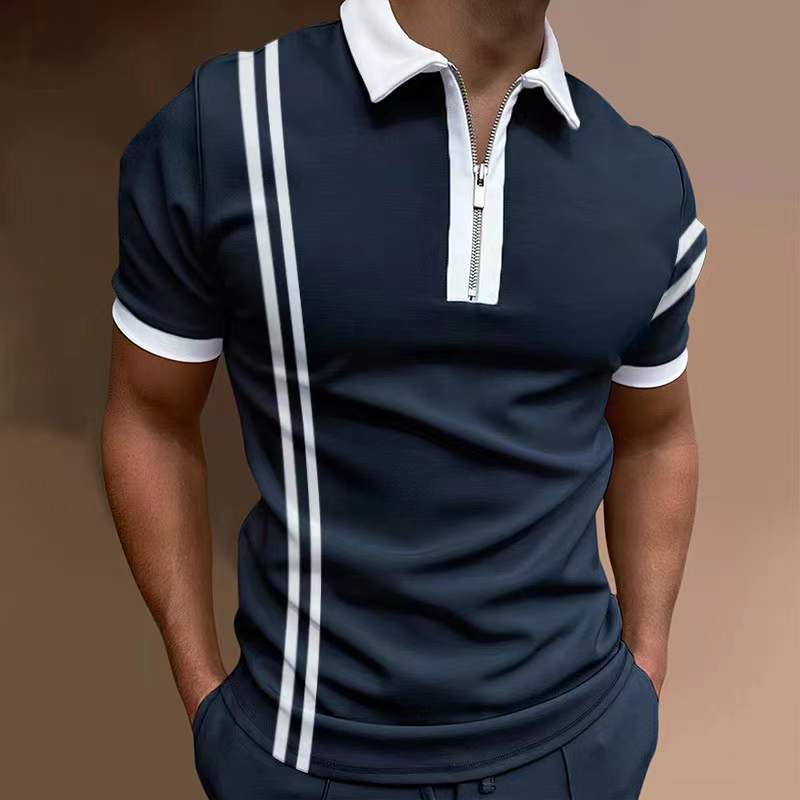 European And American New Men's Casual Short-sleeved Digital Printing Slim Pullover Men's Polo Shirt
