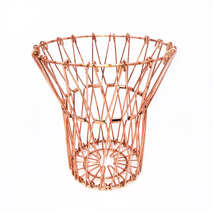 Metal Fruit Tray Storage Basket Foldable Variety Drainage Basket