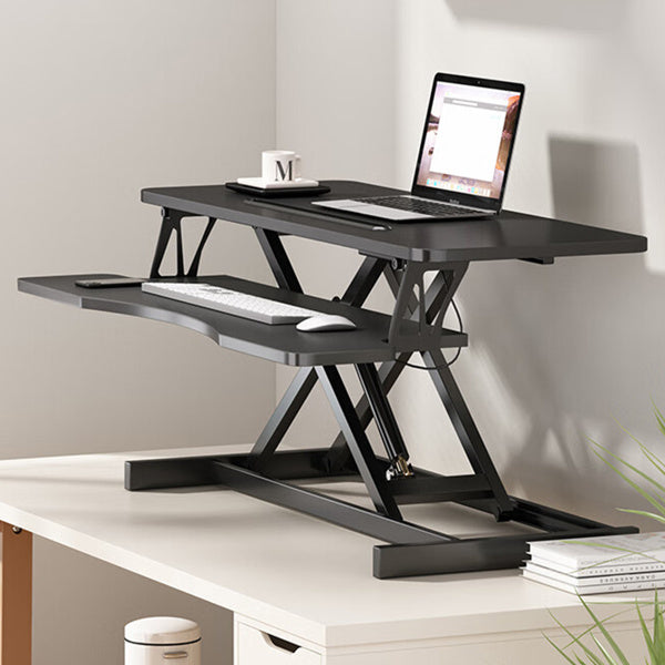 32" Height-Adjustable Standing Desk Converter – Sit-Stand Lift for Dual Monitors & Laptop with Spacious Keyboard Tray, Black