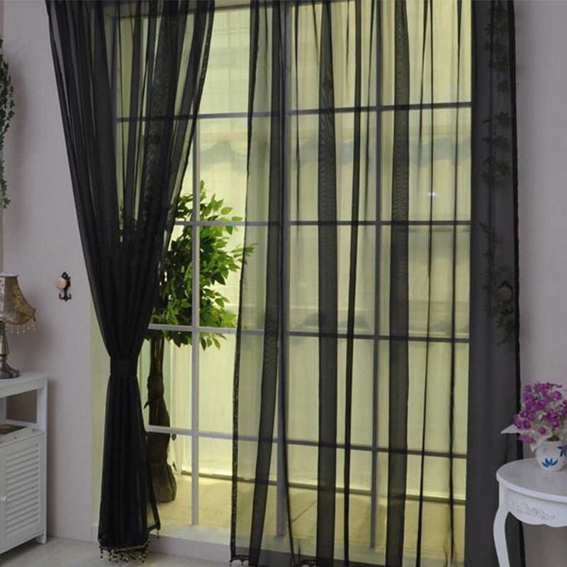 Solid Color Glass Mesh Curtains Transparent Color Ready-made Curtain Punch-free ShopWithASmile7.com