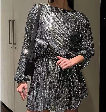 European And American Festival Party Sparkling Beaded Dress Dinner Suit