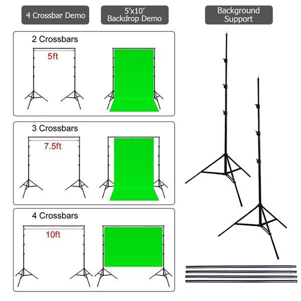 2x3M Photography Backdrop Stand Kit โ Adjustable Support Frame with 3 Clips & Carrying Case