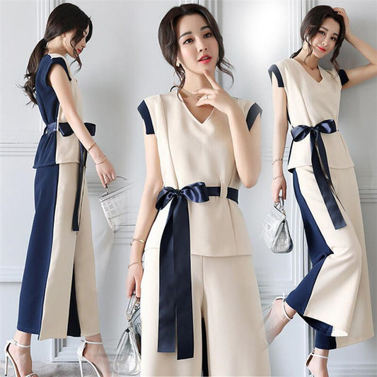 Fashion Western-style Casual Wide-leg Pants Hong Kong-style Retro Two-piece Suit