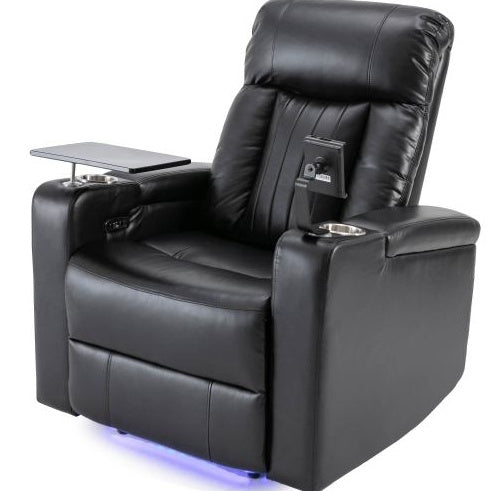 Premium Power Recliner With Storage Arms, Cupholders, Swivel Tray Table And Cell Phone Stand,Black
