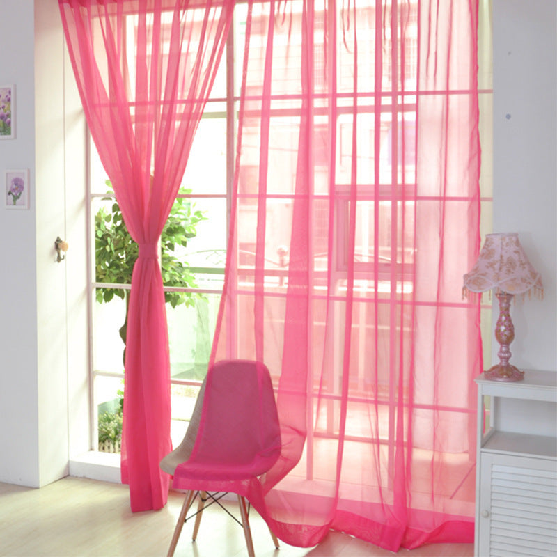 Solid Color Glass Mesh Curtains Transparent Color Ready-made Curtain Punch-free ShopWithASmile7.com