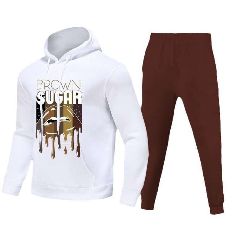 Hooded Sweater Set BRCWN SUGAR Letter Print