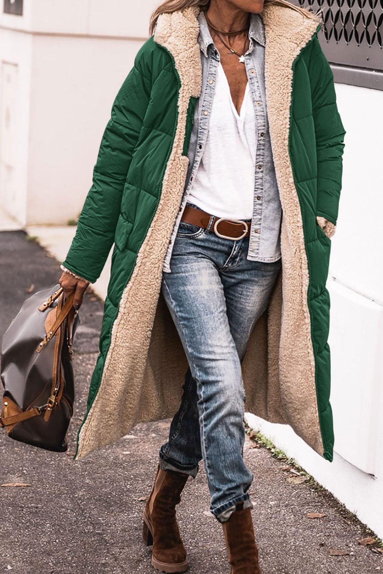 Women's Solid Color Hooded Cotton Jacket Long-sleeved Coat ShopWithASmile7.com