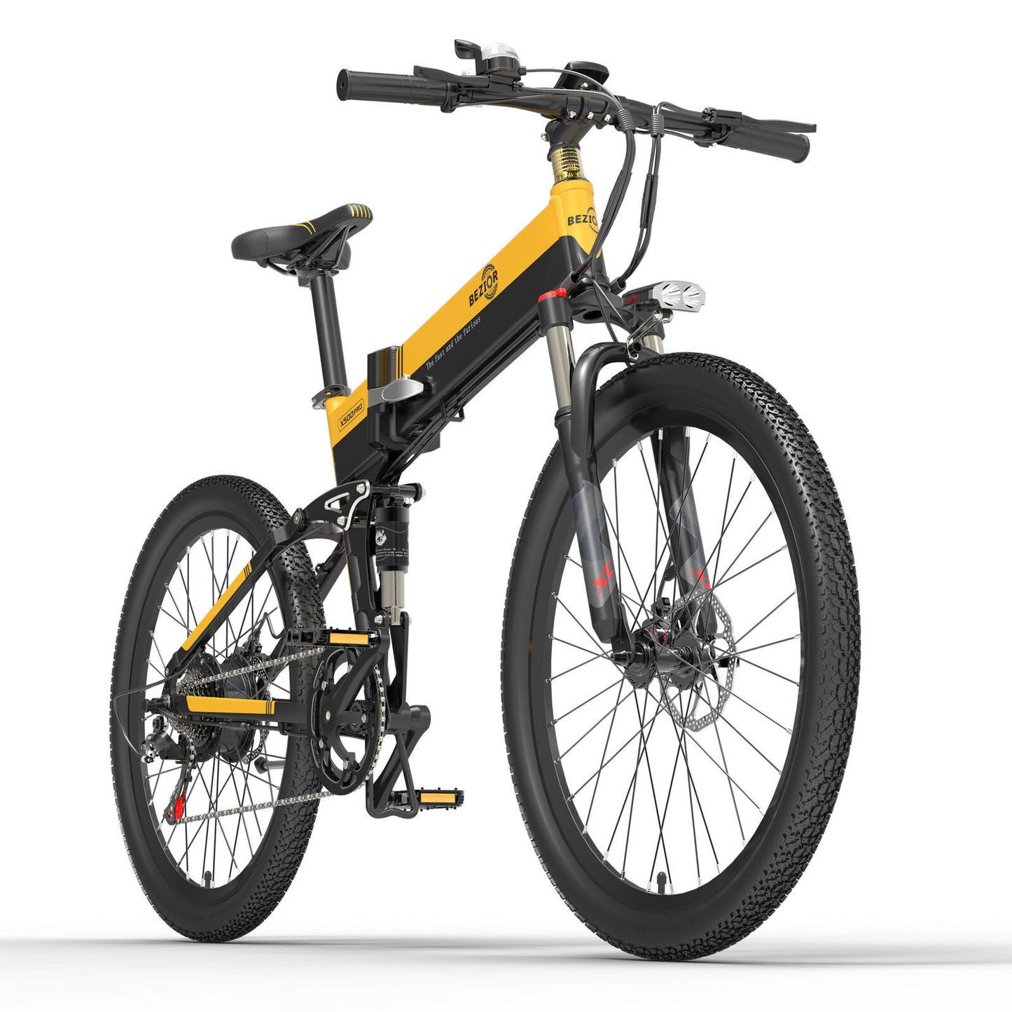 BEZIOR X500PRO Folding Electric Bike – 500W Motor, 48V 10.4Ah Battery, 26” Mountain E-Bike for Adults