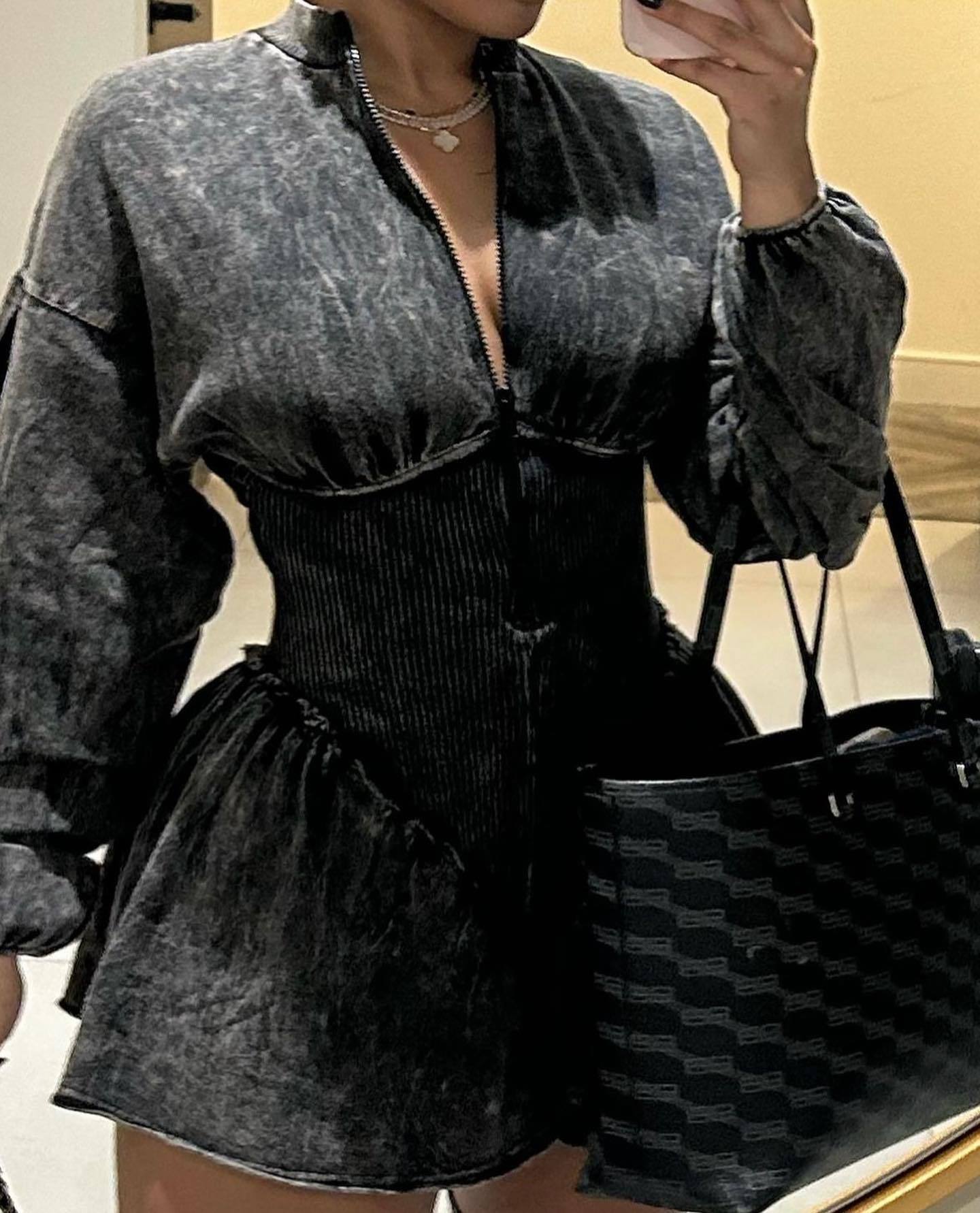 Women's Half-zip Waist Retro Jumpsuit