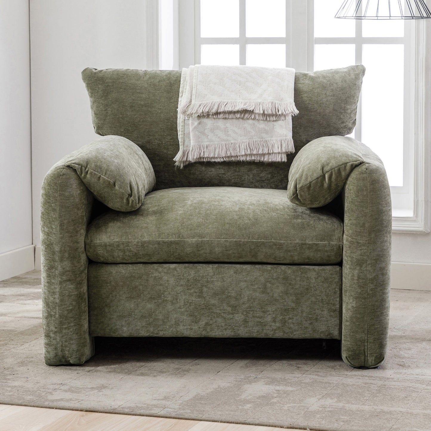 Modern Style Chenille Oversized Armchair Lounge Sofa 38.6'' W For Living Room