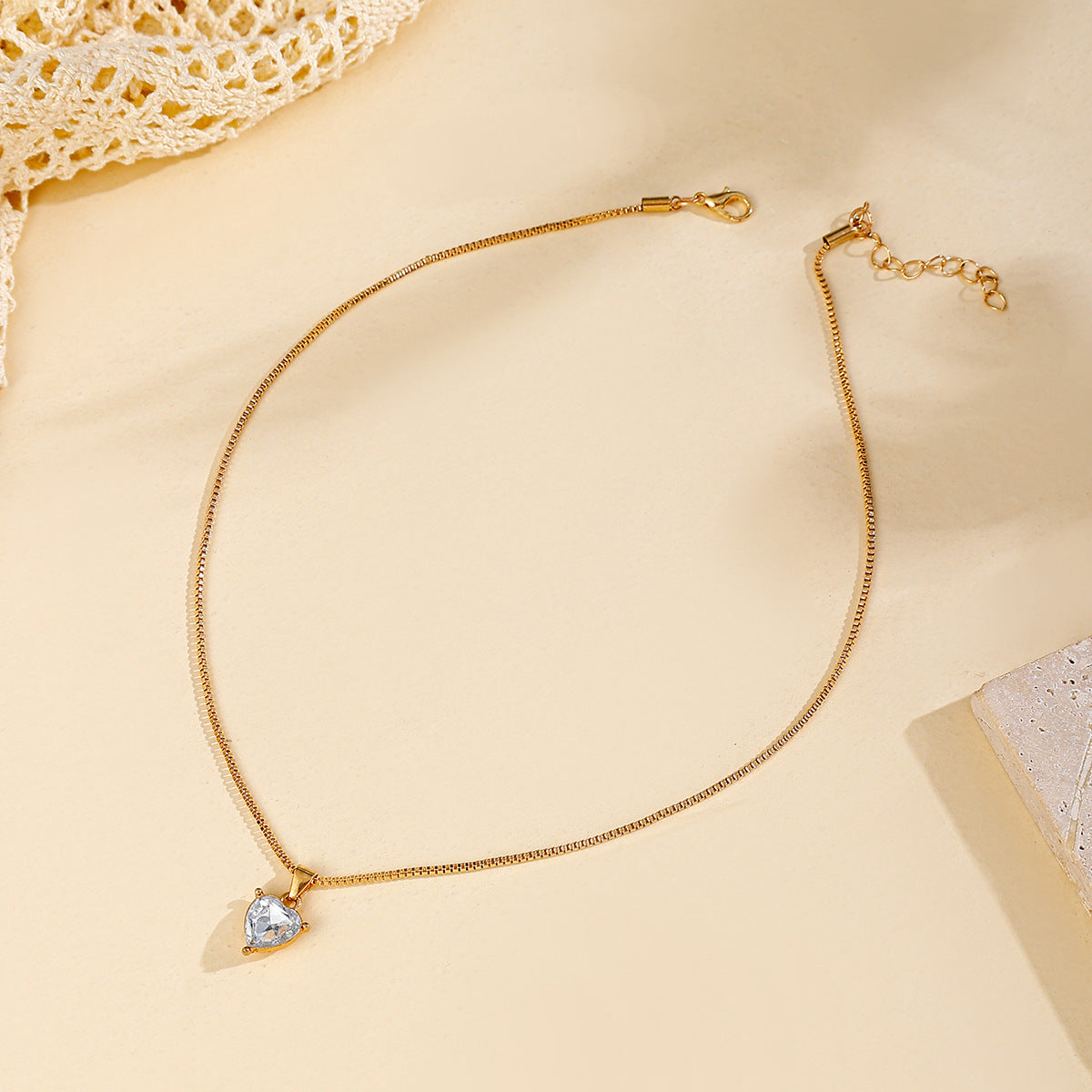 Fashion Love Pendant Alloy Diamond-studded Necklace Women ShopWithASmile7.com