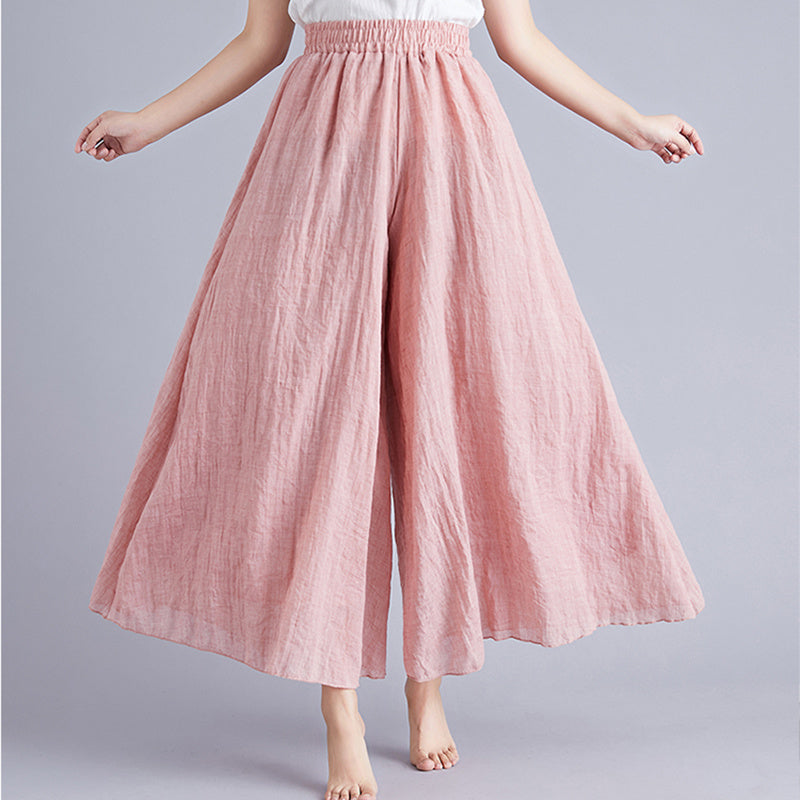 Elegant A-line Elastic Waist Big Trousers Wide Leg Culottes Trendy