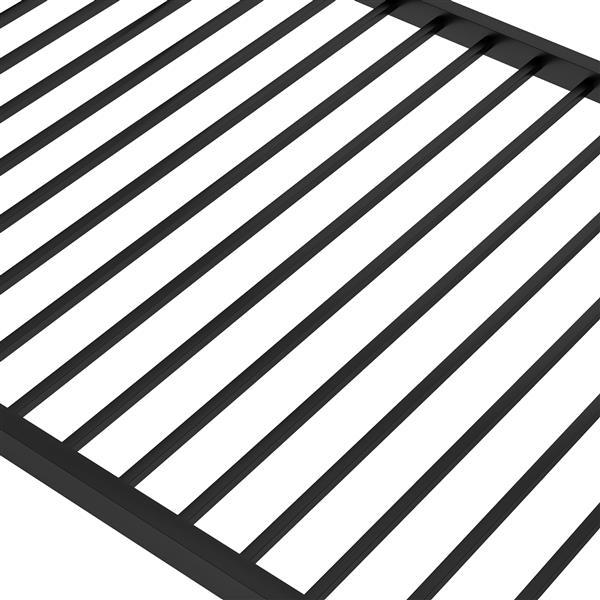 Metal Bunk Bed, Low Bunk Bed With Ladder, Black