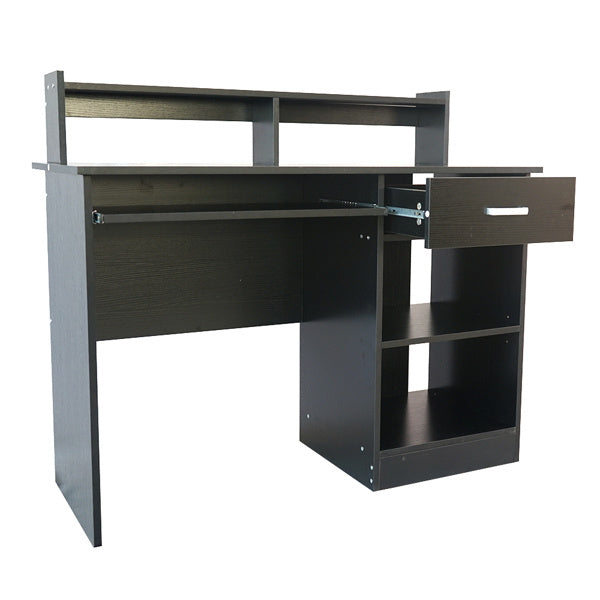 Modern E1 15MM Chipboard Computer Desk with One Drawer, Two Tiers & Keyboard Rack - 110x50x94cm, Stylish Black Desk for Study & Work