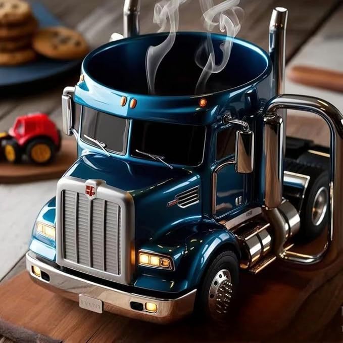Durable Truck Coffee Mug Semi Truck Handcrafted Coffee Cup Semi-trailer Shaped Semi-Truck Coffee Mugs For Family ShopWithASmile7.com