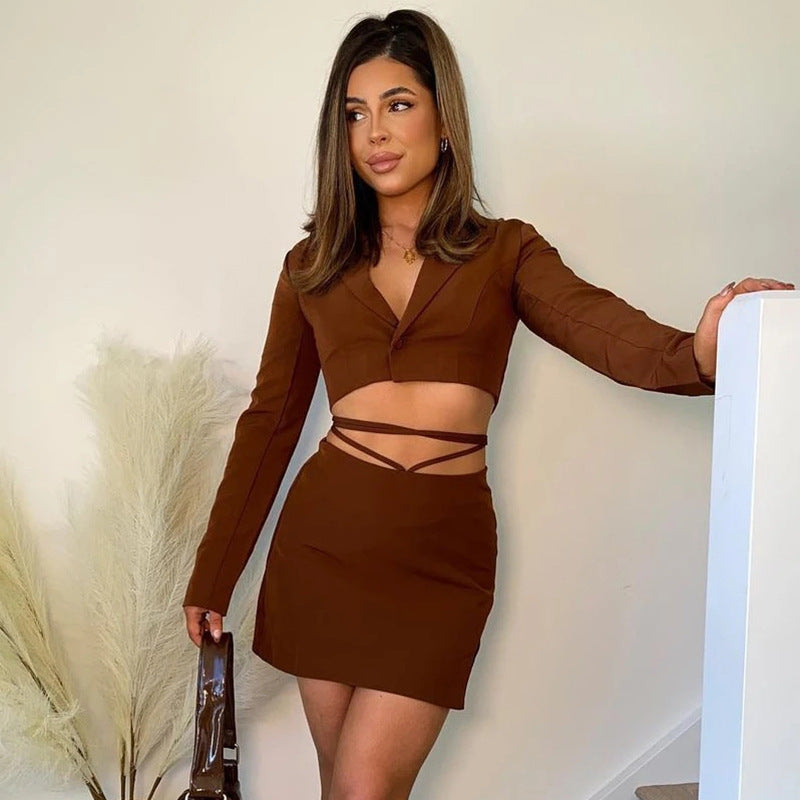 Female Autumn And Winter OL Fashion Sexy Hot Girl Short Skirt Suit