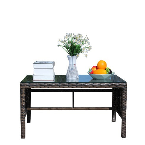 Outdoor Patio Furniture 1 Coffee Table With Clear Tempered Glass ShopWithASmile7.com