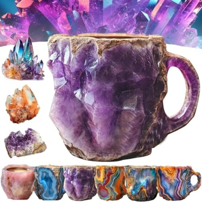 400ml Resin Mineral Crystal Coffee Mugs With Handles Elegant Fake Mineral Crystal Cup For Workplace Home Decor Christmas Gift Kitchen Gadgets ShopWithASmile7.com