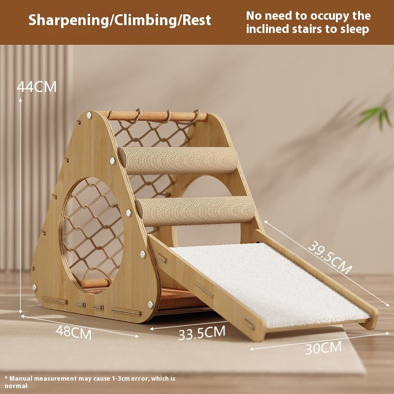 Creative Home Sisal Cat Scratching Column Solid Wood Cat Climbing Frame ShopWithASmile.com
