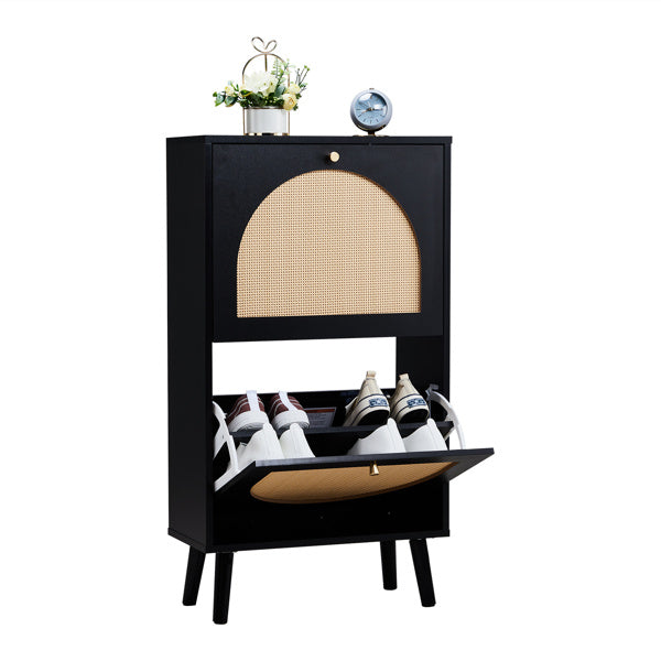 FCH 2 Tipper With Tall Round Rattan Shoe Cabinet