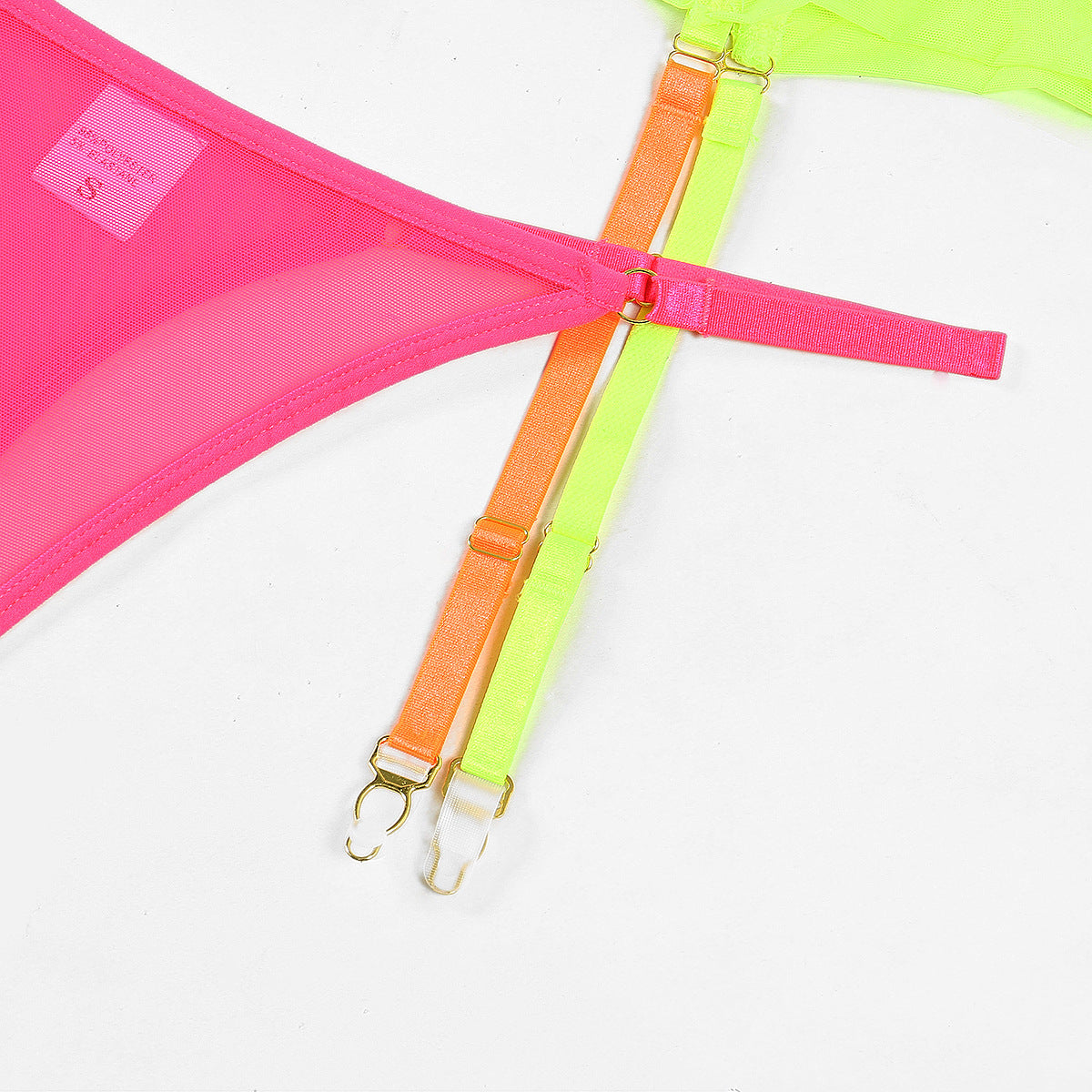 Mesh Contrast Color Triangle Cup Sexy Bodybuilding Underwear