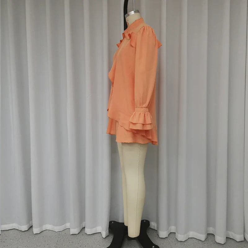 Fashion Ruffles Pantskirt Three-piece Set For Women